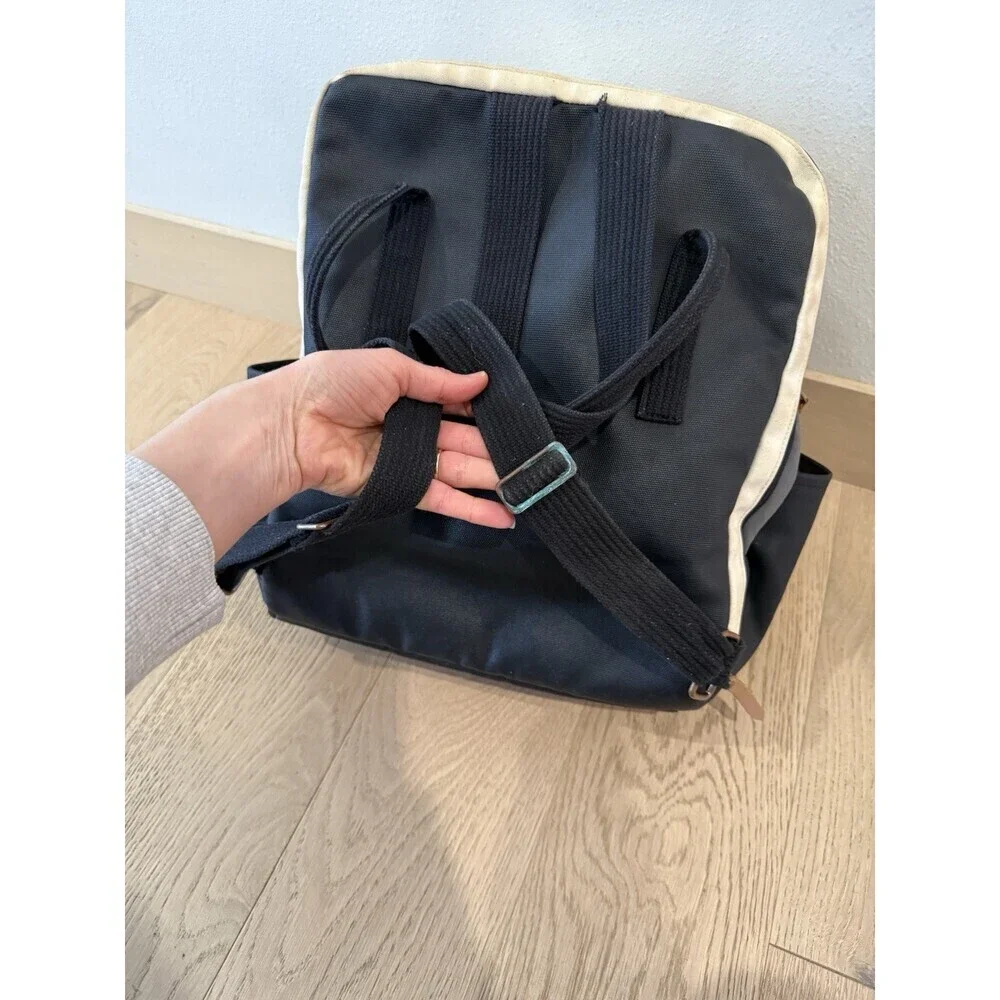 Petunia Pickle Bottom Boxy Backpack Canvas Cream Black  Baby Diaper Bag